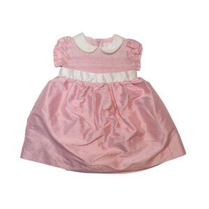 Gymboree 2008 All Silk Smocked Infant Girls Dress Size 6-12mos Peter Pan Pink